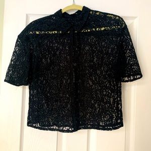 Express lace crop shirt, sz med